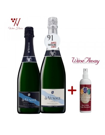 Bundle - De Venoge Cordon Bleu Brut & Blanc de Noirs Champagne + Wine Away ..